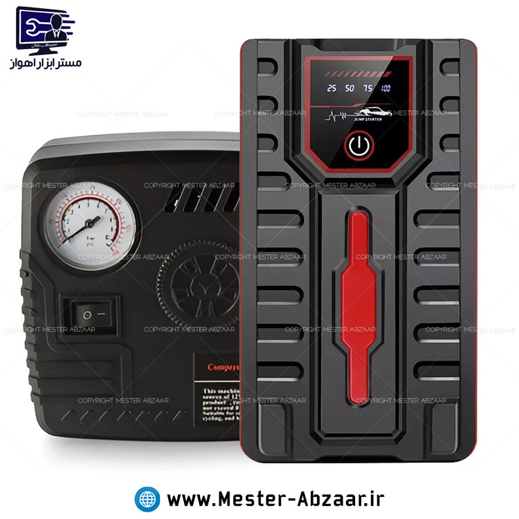 پاوربانک و جامپ استارتر و پمپ باد 12 ولت فندکی خودرو مدل HIGH POWER JX57 با کیف