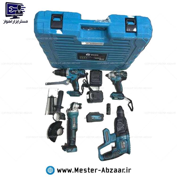 کیت شارژی 21 ولت طرح ماکیتا برند ادون مدل EDON OAF21-AD/AG مینی فرز دریل بکس تخریب سه کاره شارژی