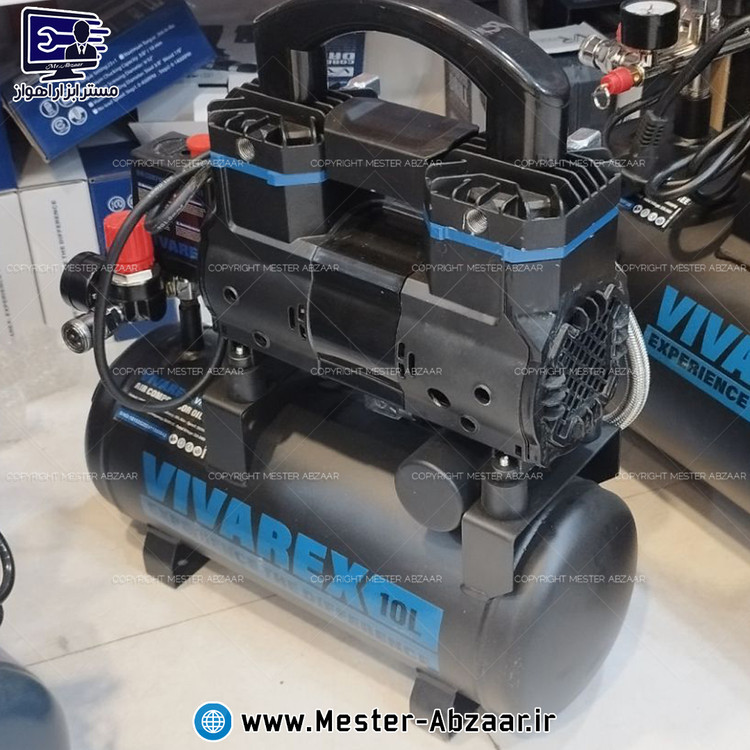کمپرسور پمپ باد 10 لیتری سایلنت 1/5 اسب ویوارکس با گارانتی یک ساله مدل VIVAREX VR1015-SS
