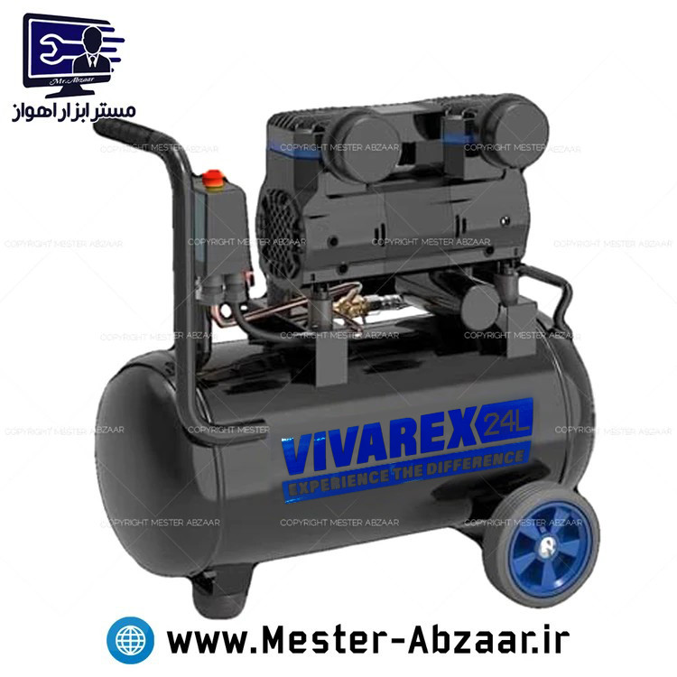 کمپرسور پمپ باد 24 لیتری 1/5 اسب سایلنت با گارانتی ویوارکس مشکی جدید مدل VIVAREX VR2415-SS