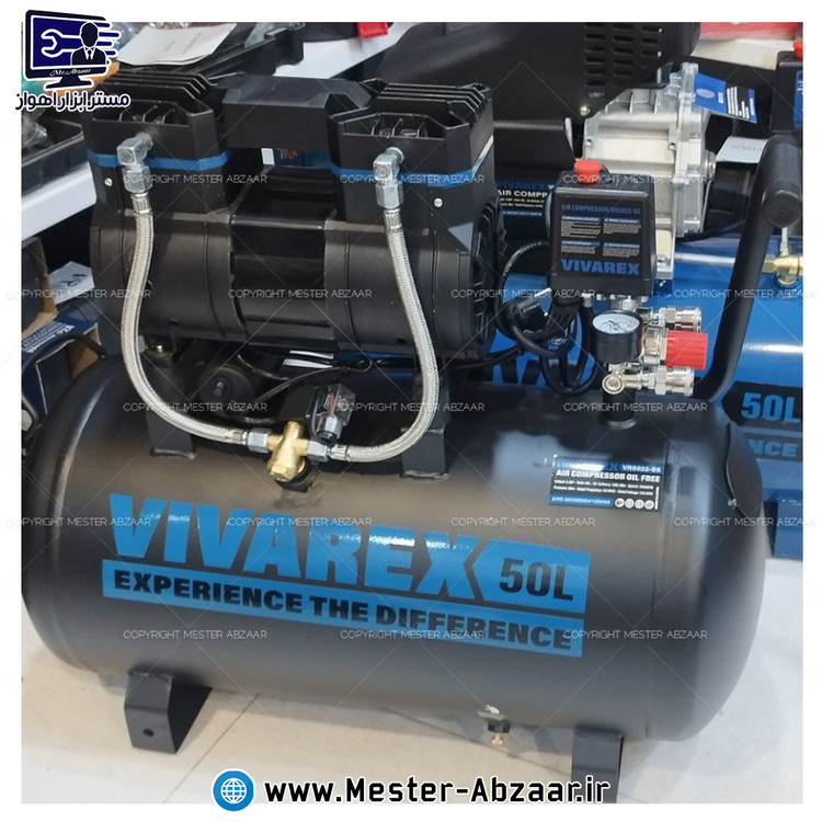 پمپ باد کمپرسور هوا 2.2 اسب سایلنت 50 لیتری ویوارکس با گارانتی یک ساله مدل VIVAREX VR5022-SS