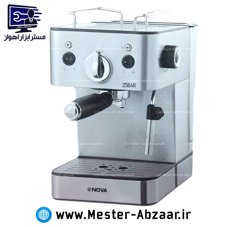 اسپرسو و قهوه ساز 149 نیمه صنعتی نوا 1500 وات پمپ 25 بار ولوم بغل اسپرسوساز نووا مدل NOVA NCM-149EXP