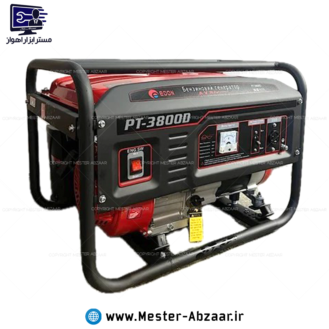 موتور برق ژنراتور 3000 وات ادون بنزینی مولد سیار مبدل برق شاسی دار مدل EDON PT-3800D