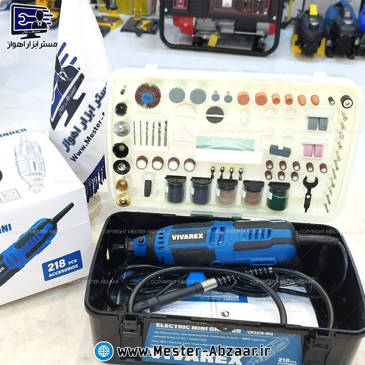 فرز انگشتی دیمردار حکاکی 218 تکه مینیاتوری 220 وات ویوارکس با گارانتی مدل VIVIAREX VR3218-MG