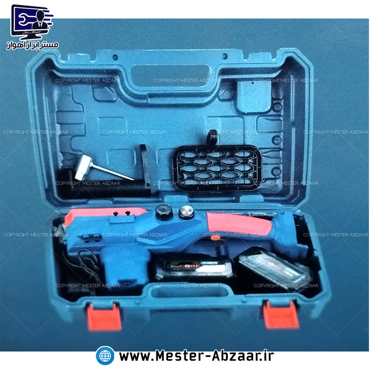 اره زنجیری شارژی براشلس 30 سانتی 12 اینچ ایزی استارت 148VF برند باس با کیف آبی و زنجیر مدل BOSS 148VF