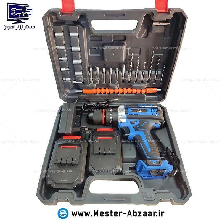 دریل شارژی 36 ولت کریتور چکشی سه نظام فلزی دو باتری تکنولوژی ژاپن همراه با لوازم کامل مدل CREATOR CR18003