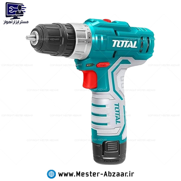 دریل شارژی 12 ولت دو باتری توتال اصلی سبز با کیف مدل TOTAL TDLI12202