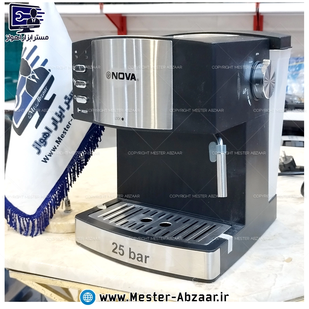 اسپرسو و قهوه ساز 1200 وات نوا 146 پمپ 25 بار اسپرسوساز نووا با هواگیری رایگان مدل NOVA NCM-146EXP