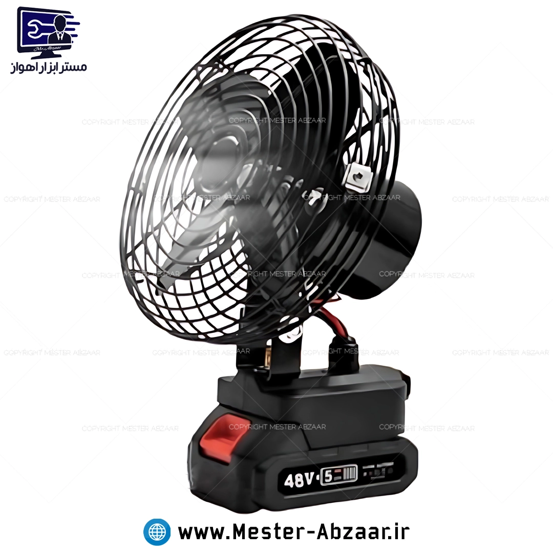 پنکه 8 اینچ فن شارژی 48 ولت توری فلزی مدل FAN LITHIUM 3PIN