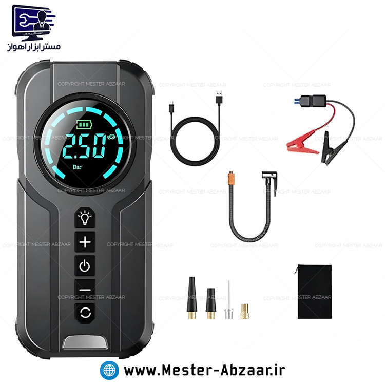 پمپ باد و جامپ استارتر چندکاره خودرو اتوماتیک با قطع کن دیجیتال های مک برند Himk مدل MK-326