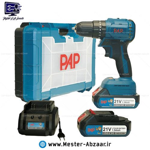 دریل پیچ گوشتی شارژی صنعتی 21 ولت 2 باتری براشلس پی ای پی یک سال گارانتی اصلی با کیف مدل P.A.P BID-2115