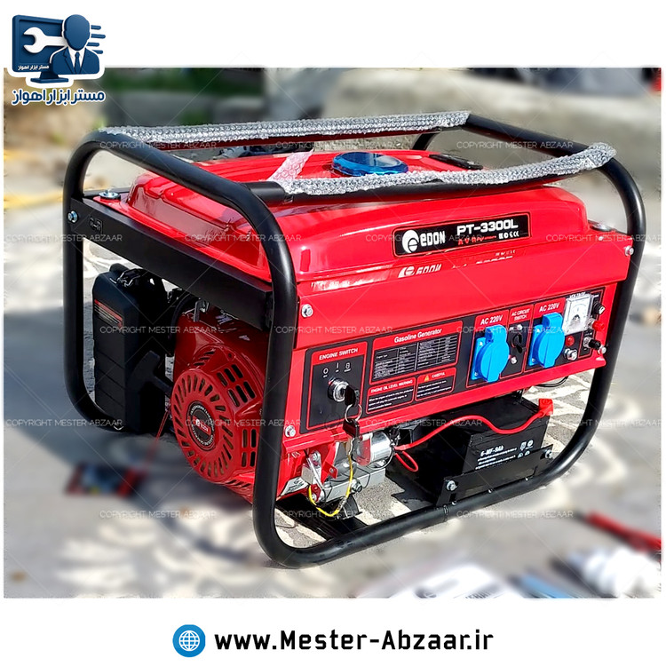 موتور برق ژنراتور 3000 وات ادون اصلی بنزینی استارتی مولد سیار مبدل برق شاسی دار مدل EDON PT-3300L ارسال از انبار تهران