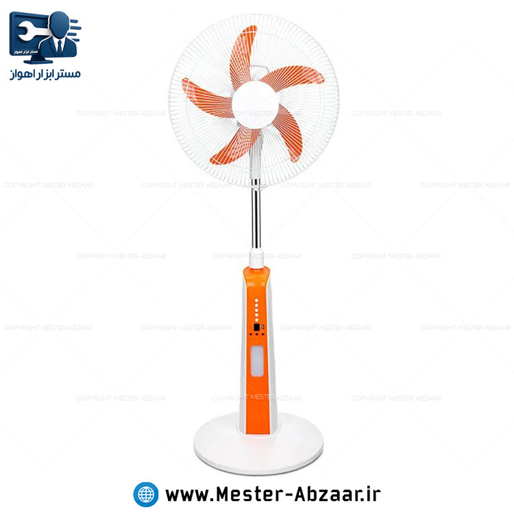 پنکه شارژی برقی ایستاده 18 اینچ کنترل دار چرخشی 5 پره 5 سرعته پاور بانک قوی ، چراغ دار چندکاره ویداسی فن پرتاب بلند مدل WEIDASI WD-248