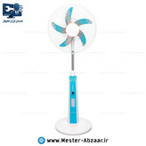 پنکه شارژی برقی ایستاده 18 اینچ کنترل دار چرخشی 5 پره 5 سرعته پاور بانک قوی ، چراغ دار چندکاره ویداسی فن پرتاب بلند مدل WEIDASI WD-248