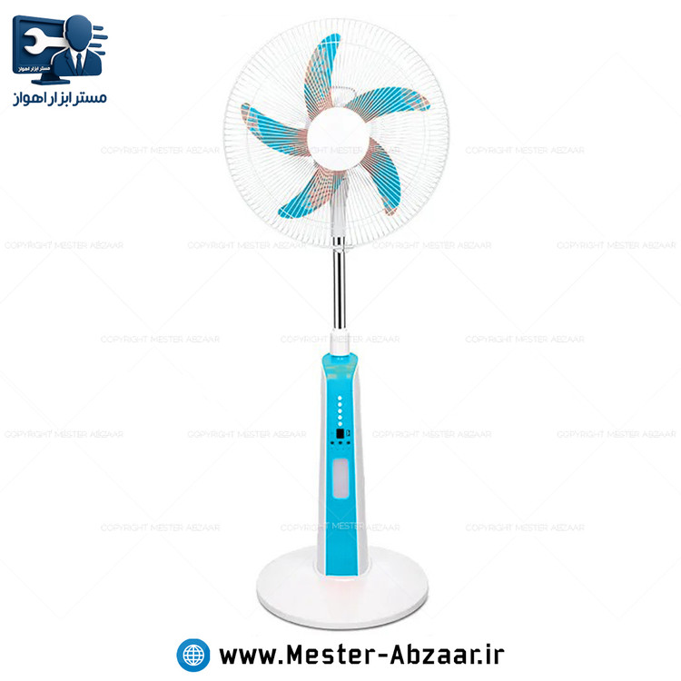 پنکه شارژی برقی ایستاده 18 اینچ کنترل دار چرخشی 5 پره 5 سرعته پاور بانک قوی ، چراغ دار چندکاره ویداسی فن پرتاب بلند مدل WEIDASI WD-248