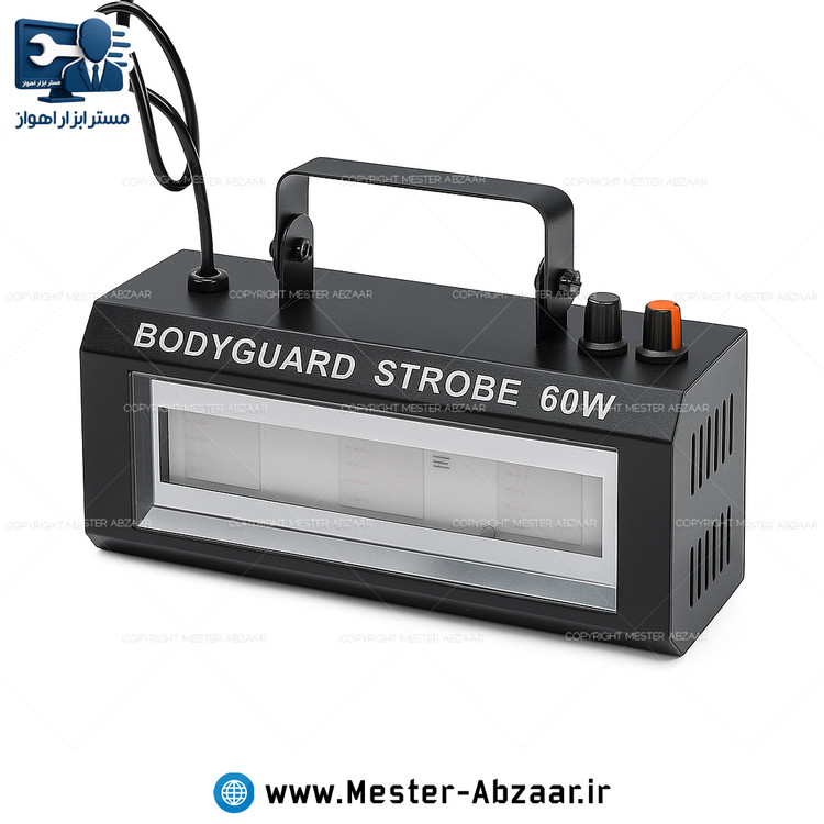 فلاشر رقص نور 60 وات سنسور حساس به صدا 3 رنگ مدل LED BODYGUARD STROBE 60W