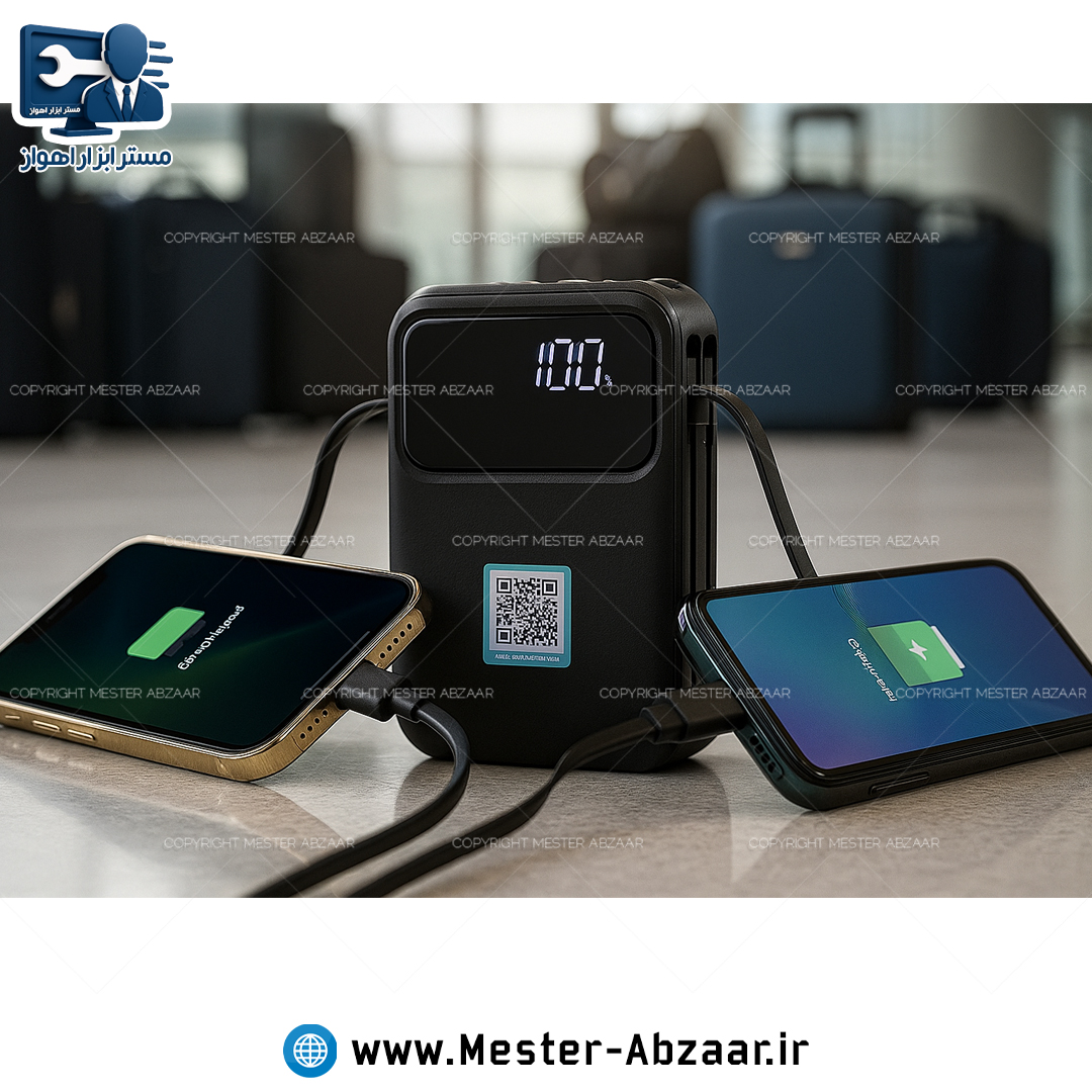 پاوربانک 12000 میلی آمپر دیجیتال چراغ دار برند باندلس مدل BOUNDLESS BND-A1PB-M001 برای آیفون و اندروید