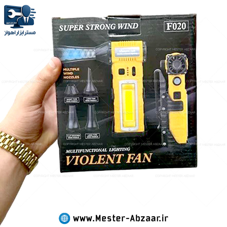 جت فن دمنده شارژی چند کاره حرفه ای قوی مناسب برای مسافرت کمپ زغال آتش اسپورت مدل SUPER STRONG WIND F020