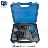 دریل پیچ گوشتی چکشی سه نظام فلزی جدید شارژی 16.8 ولت 2 باتری براشلس ویوارکس یک سال گارانتی با کیف مدل VR1682h-BL VIVAREX