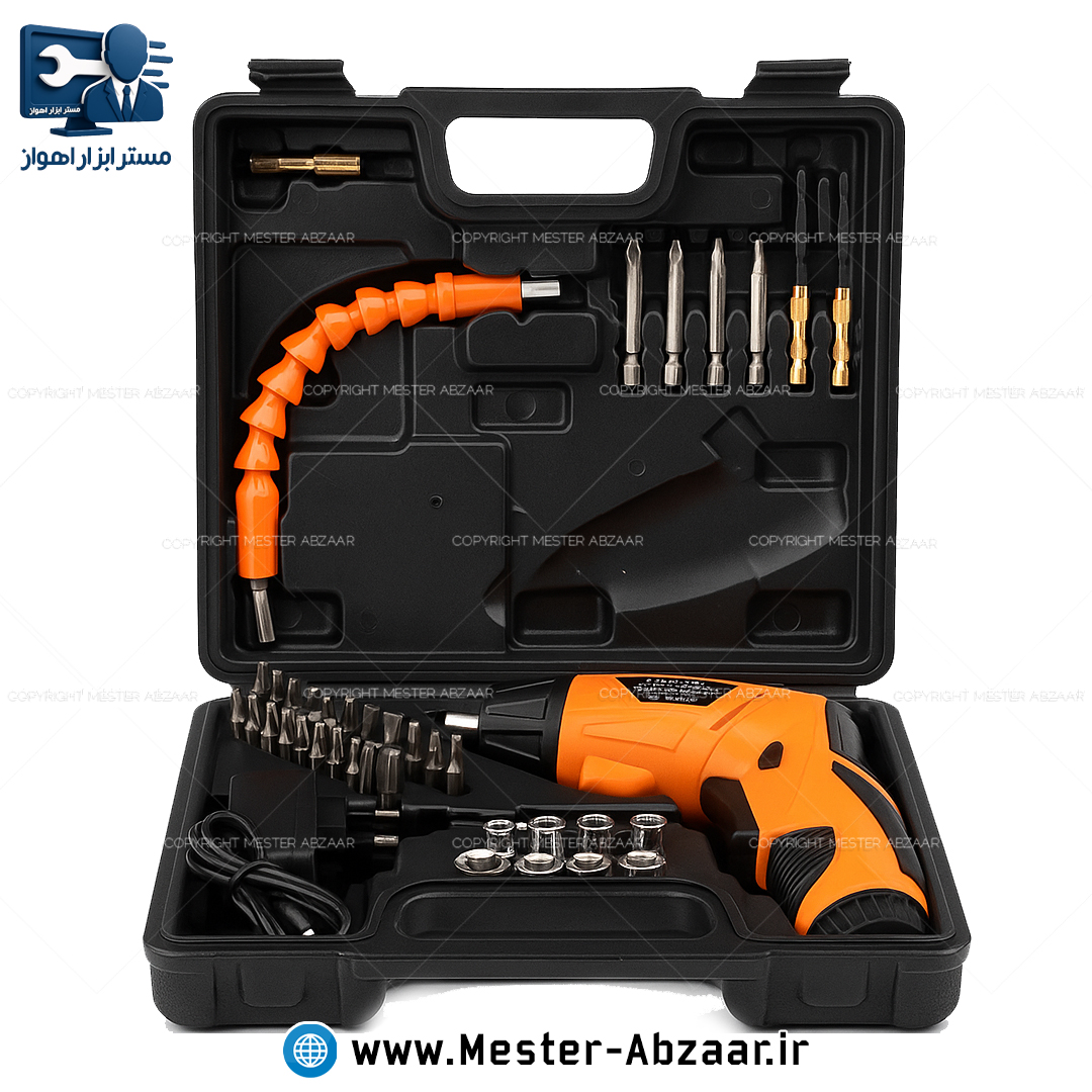 دریل پیچ بند 47 تکه تاشو با لوازم و کیف 3.6 ولت مدل CORDLESS 47PCS