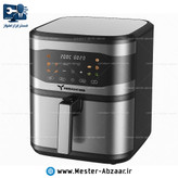 سرخ کن هواپز 15 لیتری لمسی دو ۲ المنت بدون روغن 3000 وات مباشی مدل MEBASHI YABAN ME-AF4806D بزرگ سرخکن همراه سبد جدا شونده صفحه رنگی