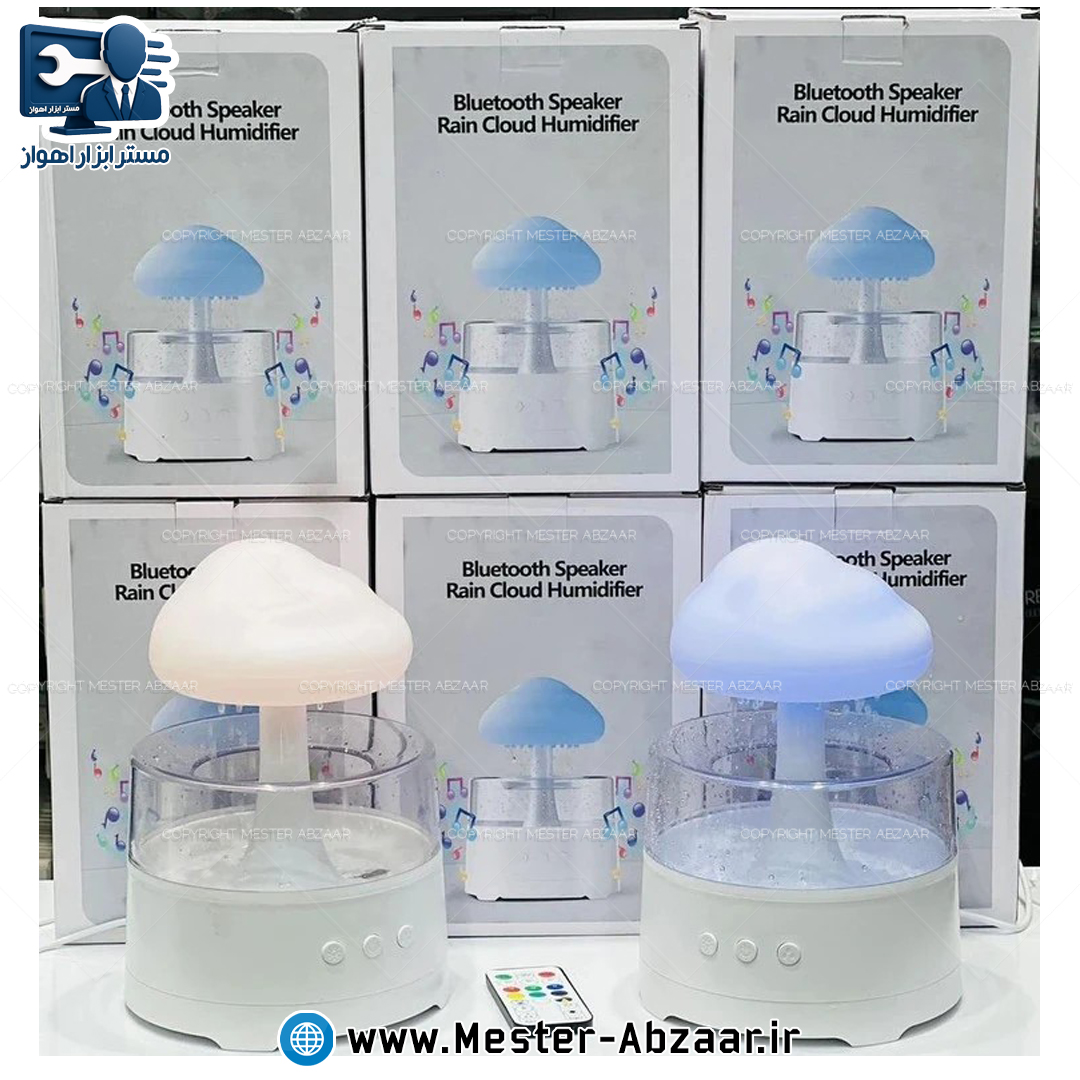 چراغ خواب اسپیکر‌دار طرح ابر باران ساز قارچی بلوتوثی Bluetooth speaker rain cloud humidifier
