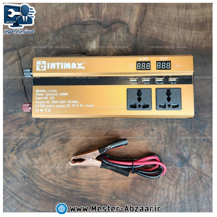 اینورتر مبدل برق دیجیتال خودرو 3000 وات 12 ولت به 220 ولت اینتی مکس مدل اینتیمکس INTIMAX INT-1103