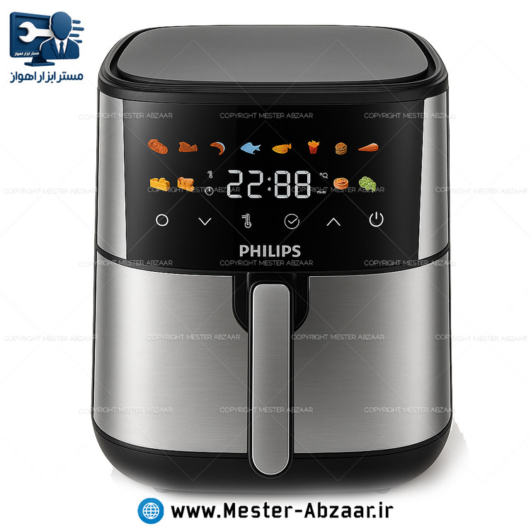سرخ کن هواپز 15 لیتری لمسی دو ۲ المنت بدون روغن 3000 وات صفحه تخت فیلیپس مدل PHILIPS PH-1890 بزرگ سرخکن همراه سبد جدا شونده صفحه رنگی