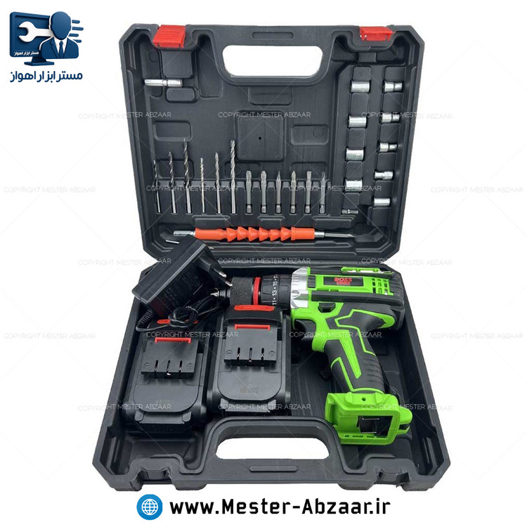 دریل پیچ گوشتی چکشی شارژی 36VF ولت با لوازم کامل سبز باس مدل BOSS GREEN BS123XY901-7