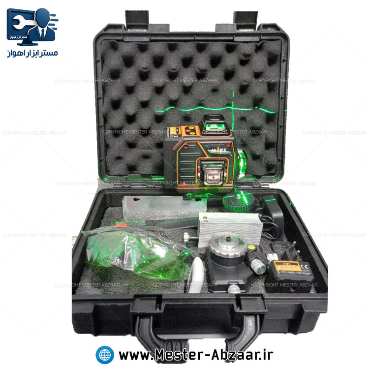 تراز لیزری ۱۶ خط ۴ بعدی دیجیتال نور سبز شارژی ۳۶۰ درجه برند مکس با گارانتی تعویض مدل MAKS TL-16