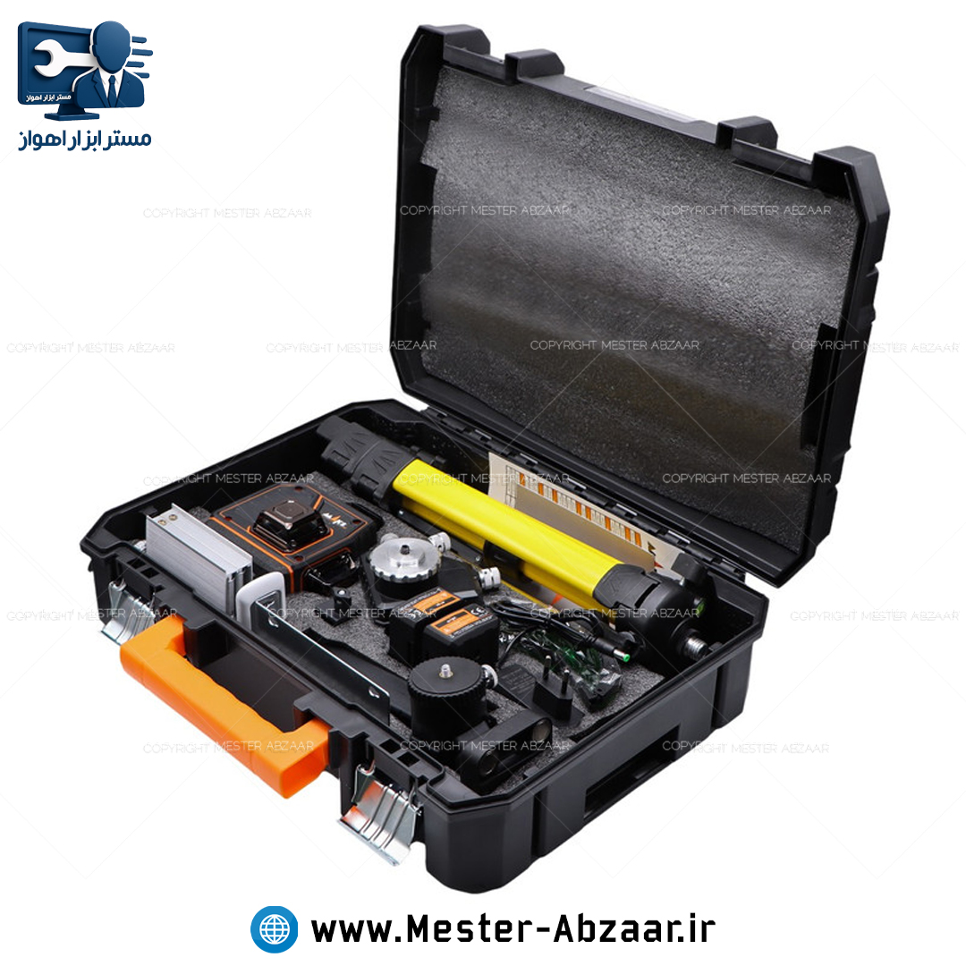تراز لیزری ۱۶ خط 4 بعدی دیجیتال با سه پایه نور سبز شارژی ۳۶۰ درجه برند مکس با گارانتی تعویض مدل MAKS TLT-16