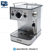 اسپرسو قهوه ساز 149 نیمه صنعتی تمام استیل نوا 1250 وات پمپ 20 بار ولوم بغل هواگیری رایگان مدل NOVA NCM-149EXPS اسپرسوساز نووا