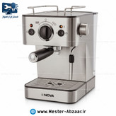 اسپرسو قهوه ساز 149 نیمه صنعتی تمام استیل نوا 1250 وات پمپ 20 بار ولوم بغل هواگیری رایگان مدل NOVA NCM-149EXPS اسپرسوساز نووا