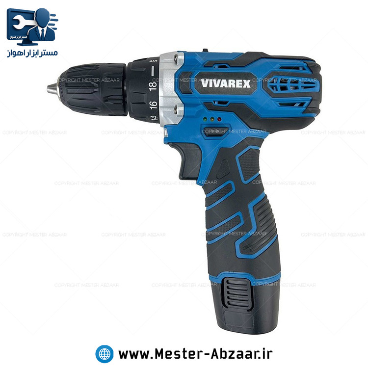 دریل شارژی 12 ولت ( دو باتری و لوازم قابل انتخاب ) یکسال گارانتی ویوارکس مدل VR12V-1C vivarex