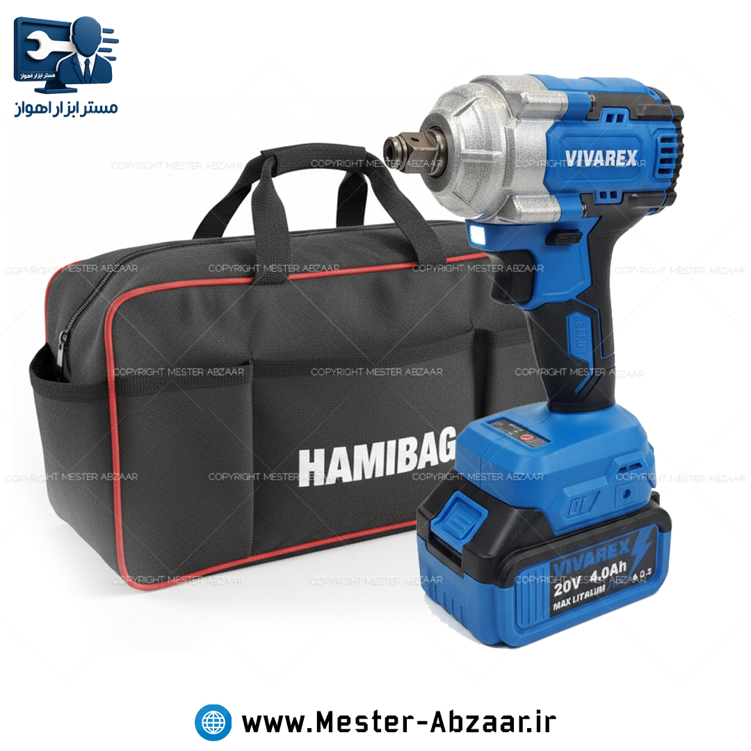 بکس شارژی 20 ولت 4 آمپر 500 نیوتون براشلس ویوارکس با گارانتی با کیف برزنتی مدل VIVAREX VR2450-IWK