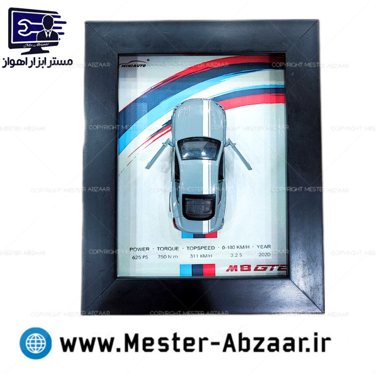 تابلو سه بعدی ماشین فلزی دکوراتیو با نورپردازیتابلو لوکس رومیزی بی ام دبلو و دیواری طرح bmw چراغ دار