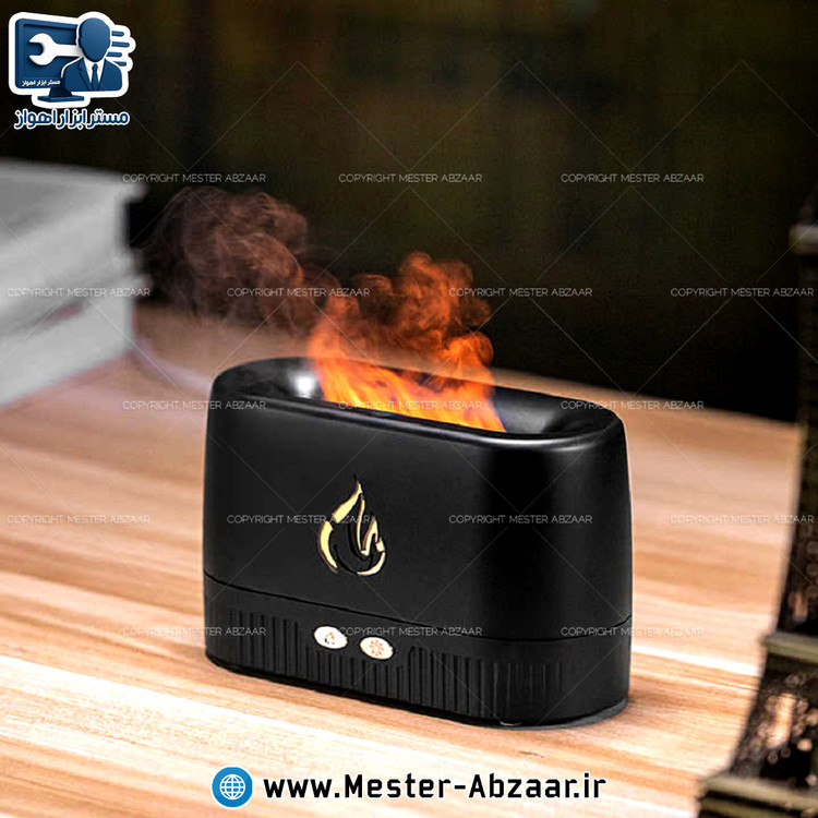 دستگاه بخور سرد طرح شعله آتش رومیزی مدل YR-268 رطوبت ساز رو میزی نور رنگی
