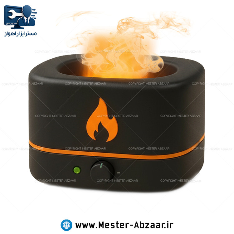 دستگاه بخور سرد 2 لیتری طرح شعله آتش رومیزی مدل XY-39 رطوبت ساز رو میزی نور رنگی