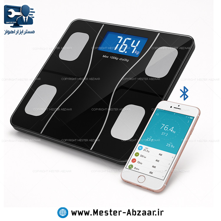 ترازو دیجیتالی بلوتوث دار هوشمند قابلیت دارای دما سنج محیط مدل Bluetooth bathroom scale