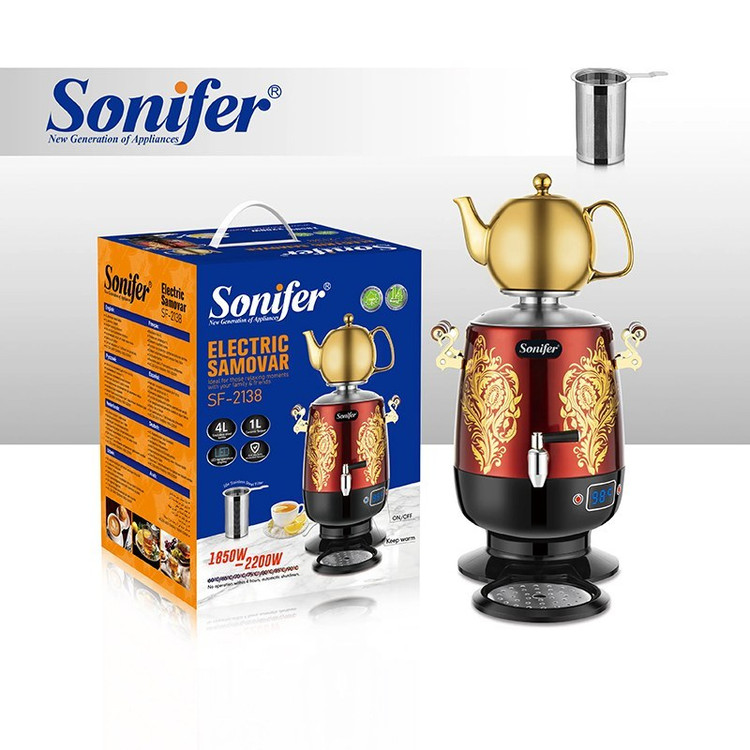 چای ساز سماور برقی 2200 وات 4 لیتری طرح دار سونیفر مدل SONIFER SF-2138