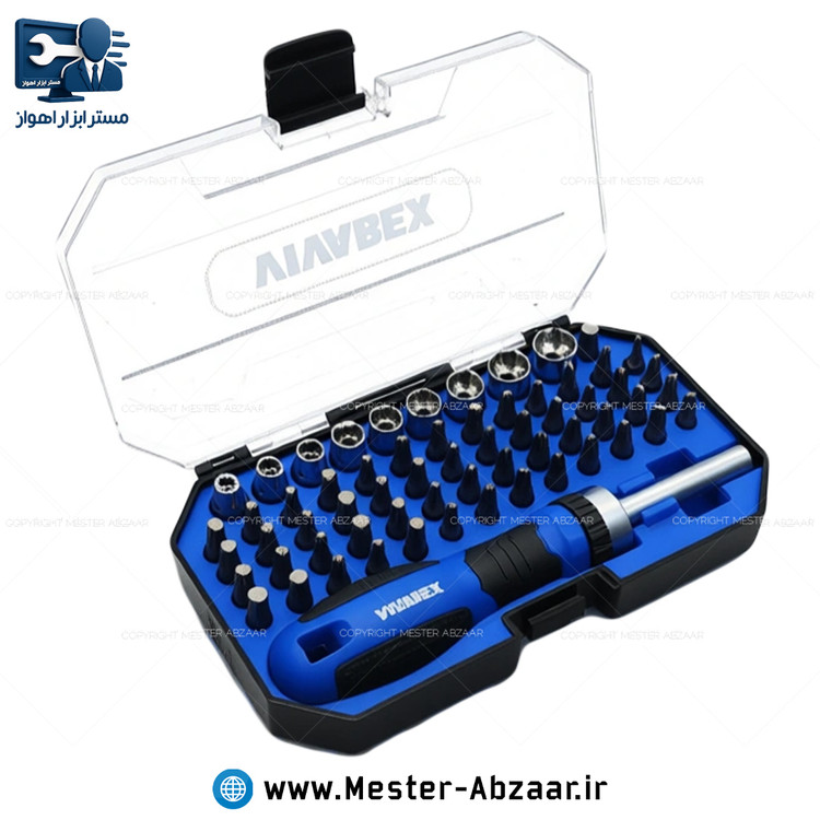 ست پیچ گوشتی و بیت و بکس 63 عددی ویوارکس مدل VIVAREX VR6365-BS