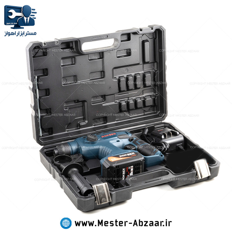 بتن کن شارژی 3 کیلویی چهار کاره راکسر باتری 20 ولت 4 آمپر با کیف و گارانتی مدل ROKSER 9420B