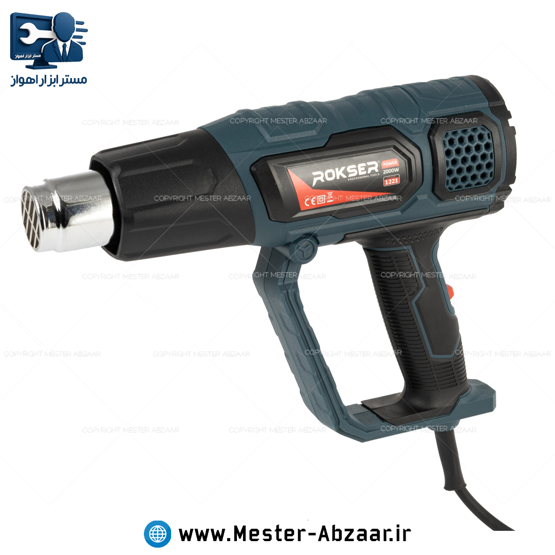 سشوار حرارتی صنعتی راکسر 2000 وات دیمردار با کیف و گارانتی مدل ROKSER 1221