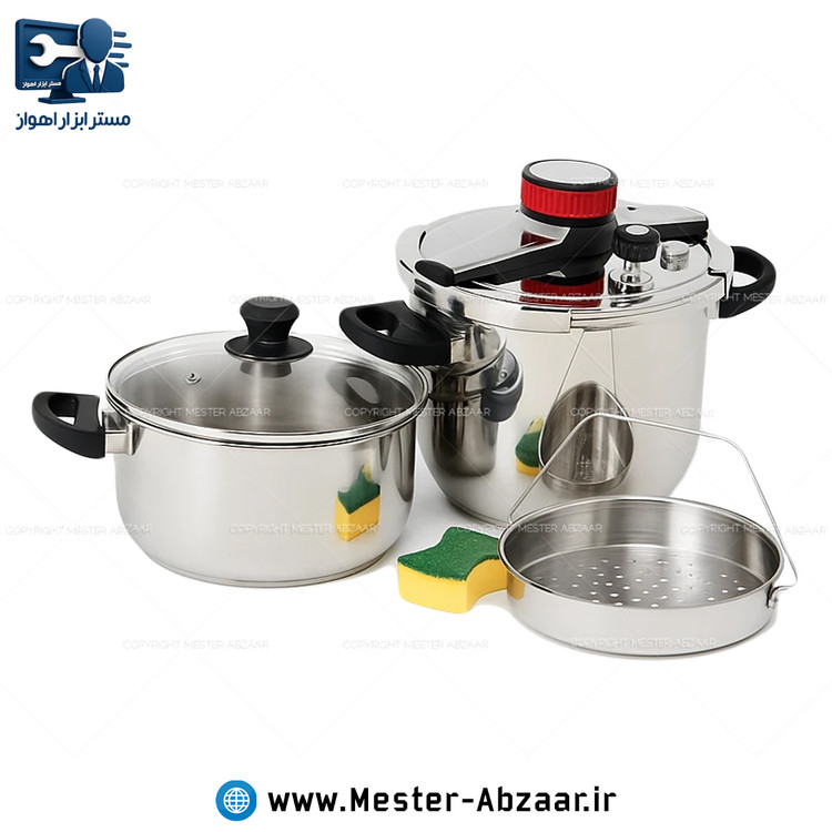 پلوپز دو قلو یونیک 8 پارچه 5 و 7 لیتر استیل لیسانس آلمان مدل UNIQUE 5+7litr