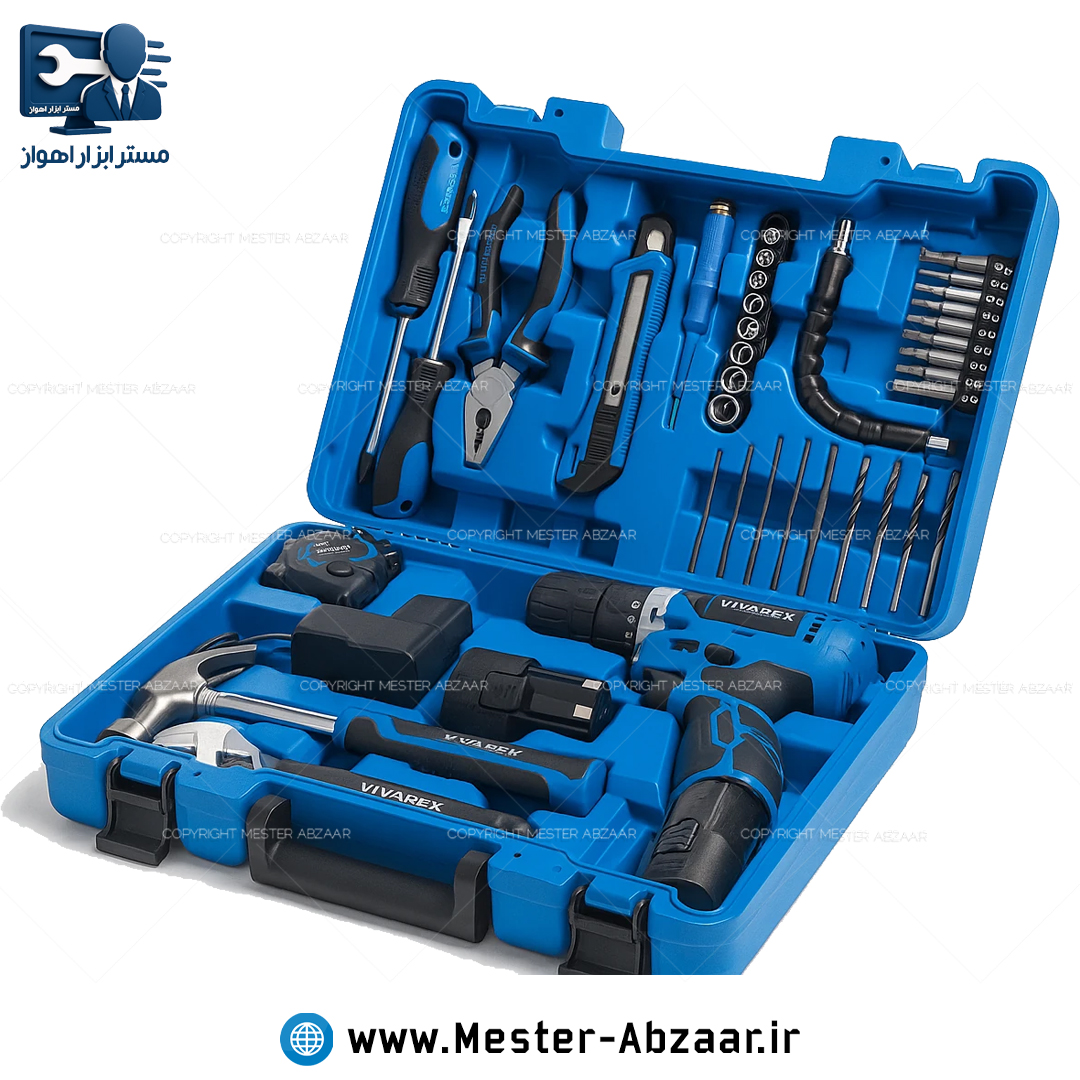 کیت کامل دریل شارژی 12 ولت 40 پارچه ویوارکس با لوازم دو باتری و گارانتی مدل VIVAREX VR1240-CDK