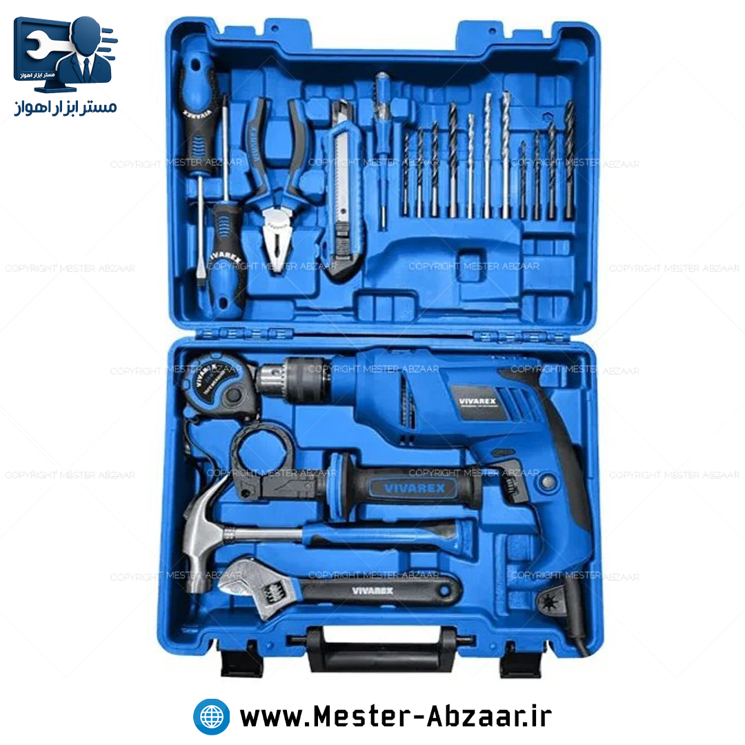 کیت دریل 13 چکشی 20 پارچه ویوارکس با کیف ابزار دستی کامل مدل VIVAREX VR6520-IDK