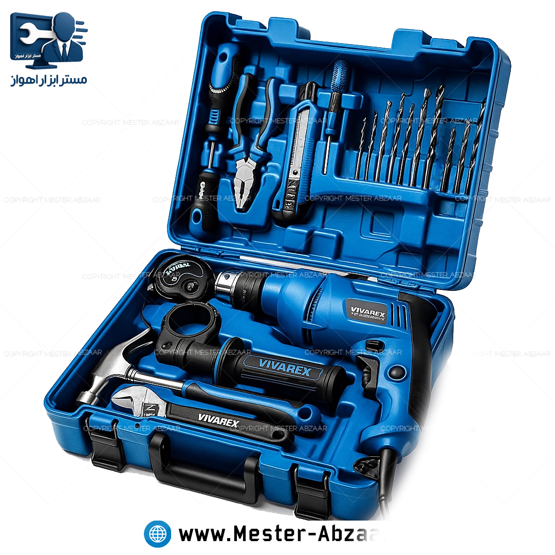 کیت دریل 13 چکشی 20 پارچه ویوارکس با کیف ابزار دستی کامل مدل VIVAREX VR6520-IDK