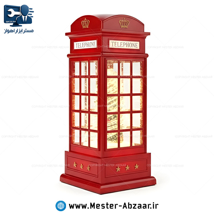 چراغ خواب موزیکال شبیه ساز بارش برف طرح باجه تلفن کریسمس TELEPHON LIGHT