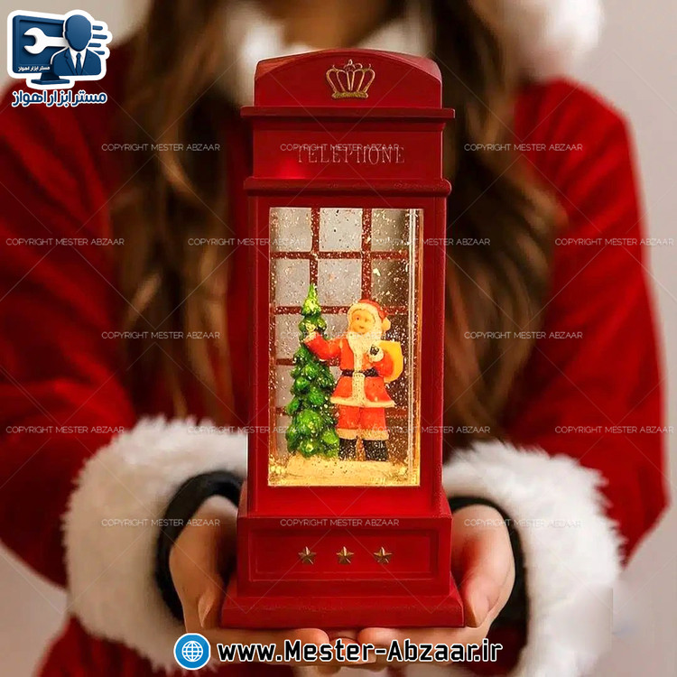 چراغ خواب موزیکال شبیه ساز بارش برف طرح باجه تلفن کریسمس TELEPHON LIGHT