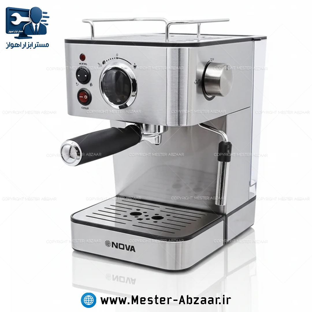 اسپرسو قهوه ساز 140 نیمه صنعتی تمام استیل نوا پمپ 15 بار با هواگیری رایگان مدل NOVA NCM-140EXPS اسپرسوساز نووا